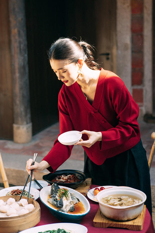 绽放旅行女装668朵/秋冬新中式绵羊毛套头斜襟设计感百搭毛针织衫 商品图5