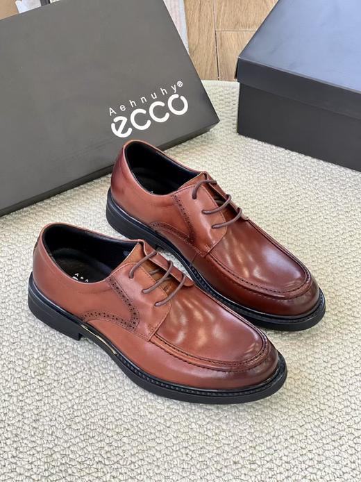 舒适透气商务皮鞋 简约复古潮流圆头德比鞋 墨本，面料进口头层牛皮 商品图7