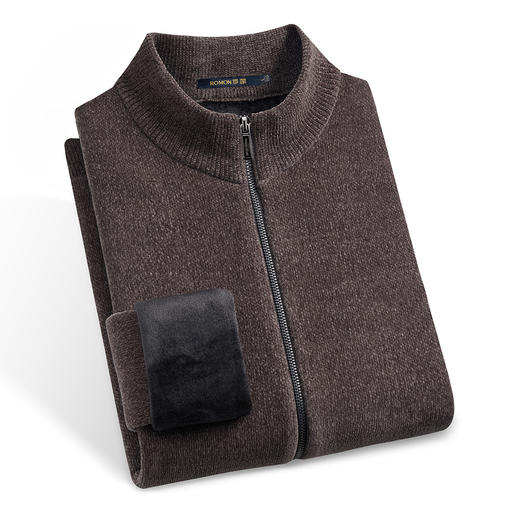 【加绒加厚】罗蒙男士冬季仿羊绒夹克男士外套加绒外套男毛衣外套 商品图5