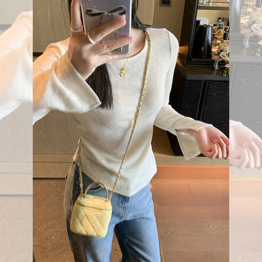 <曾小咸推荐>设计感袖口开叉圆领长袖T恤打底衫 商品图2