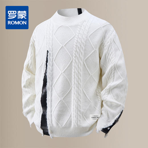 【时尚拼接】罗蒙假两件男针织衫男士毛衣舒适毛衣男百搭男士针织衫 商品图0