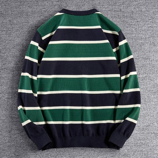 罗蒙男士针织衫撞色横条毛衣柔软细腻亲肤打底衫男士针织衫毛衣男 商品图3