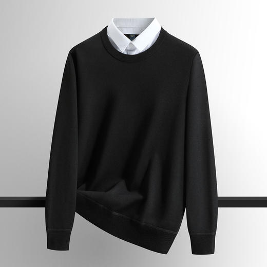 【加绒加厚】罗蒙男士含羊毛假两件男针织衫男士毛衣秋冬加绒衬衫男士衬衫 商品图2