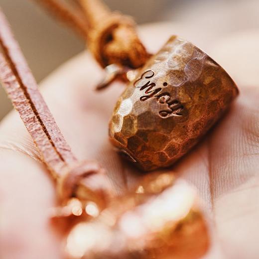 马登工装美式复古锤纹红铜刻印杯吊坠项链配饰小众装饰品挂件男女 商品图4