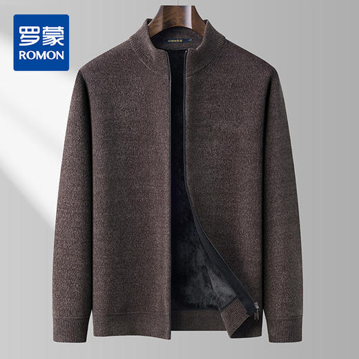 【加绒加厚】罗蒙男士冬季仿羊绒夹克男士外套加绒外套男毛衣外套 商品图0