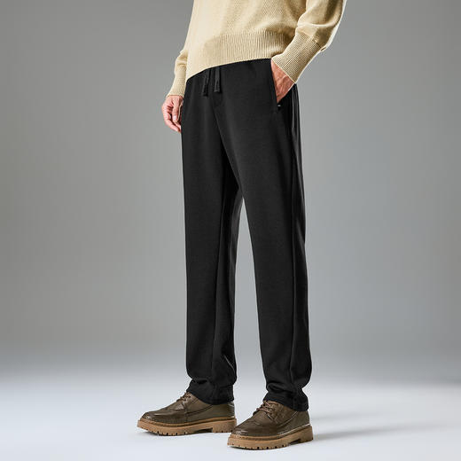 罗蒙简约男士纯色休闲裤保暖百搭舒适休闲男亲肤透气潮流裤子男 商品图2