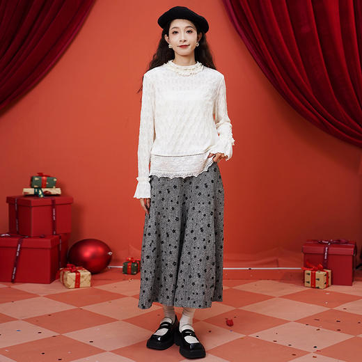 两三事 山夜落花 2025春季新款复古碎花裙裤高腰阔腿裤女宽松 商品图3