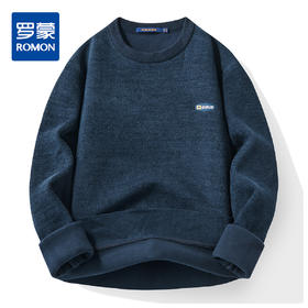 【加绒加厚】罗蒙男士冬季双面绒绣花加绒毛衣男保暖针织衫男士毛衣毛衫男
