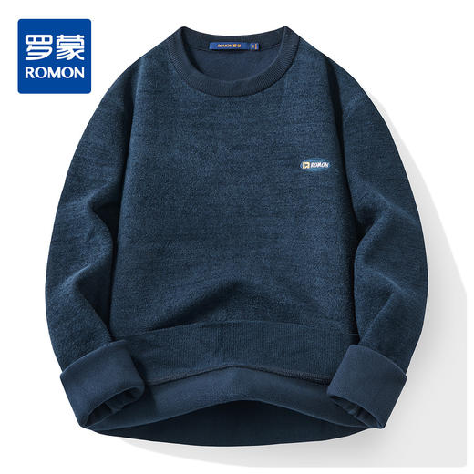 【加绒加厚】罗蒙男士冬季双面绒绣花加绒毛衣男保暖针织衫男士毛衣毛衫男 商品图0