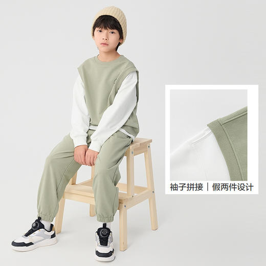巴拉巴拉童装男童长袖套装儿童运动服2025新款春装假两件都市时尚 商品图3
