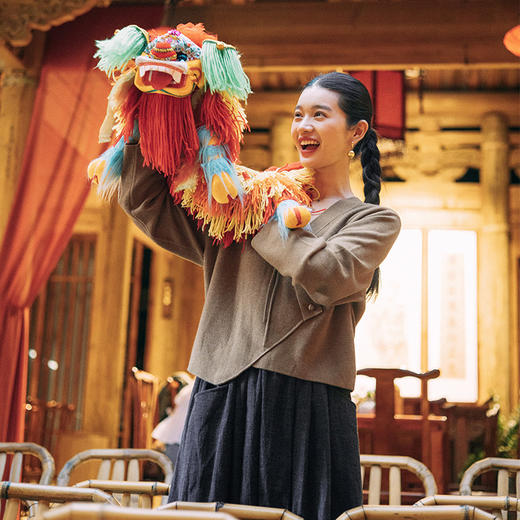 绽放旅行女装668朵/秋冬新中式绵羊毛套头斜襟设计感百搭毛针织衫 商品图1