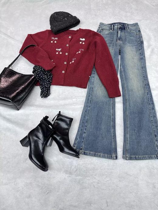 【门店同款】ENJOY冬季漂亮朋友钉珠亮片樱桃开衫 160648130 商品图1