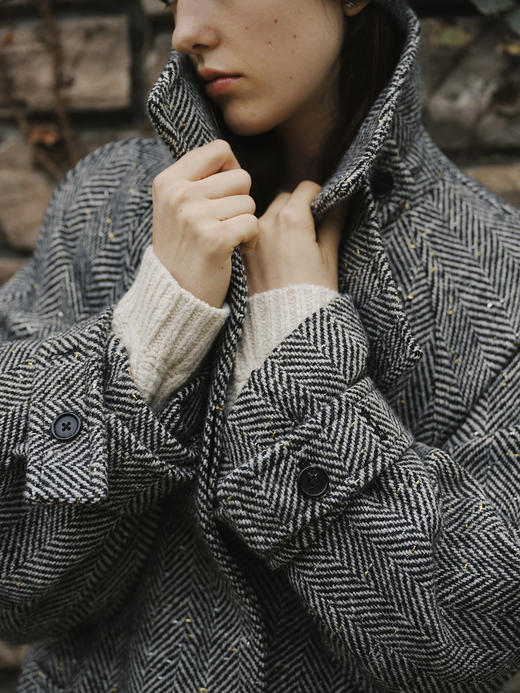 [特价]意大利Moessmer羊驼毛特种纱呢子大衣 混咖棕/伯爵灰 商品图0