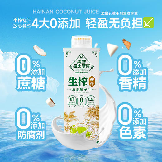 【自营】南国0糖生榨椰汁600ml*6瓶 商品图2