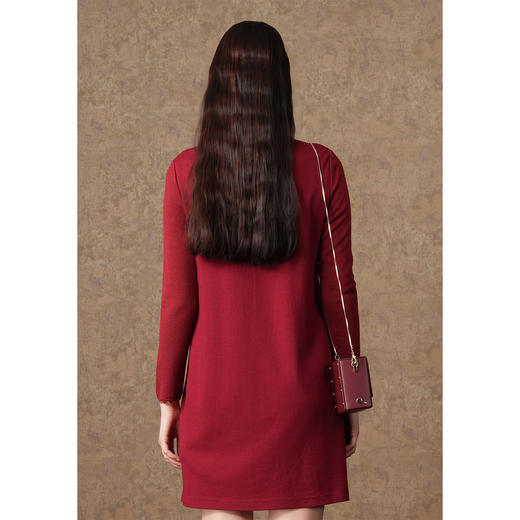 乔万尼冬季绵羊毛针织设计感时尚百搭减龄中长连衣裙ES4E349 商品图4