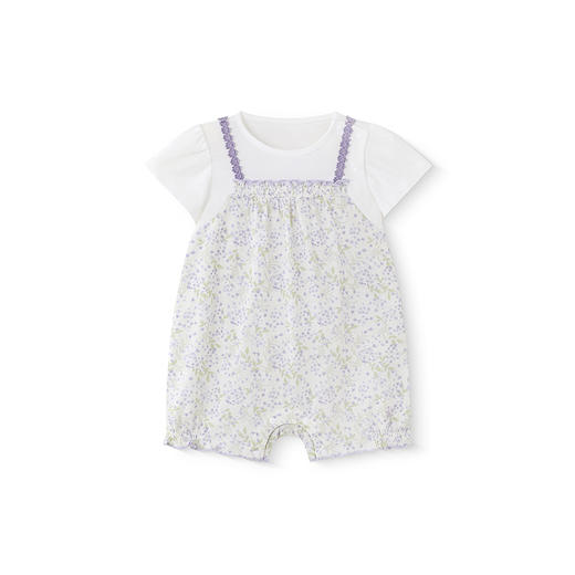 【商场同款】英氏婴儿衣服夏季纯棉女童碎花连体衣2025新款哈衣 商品图4