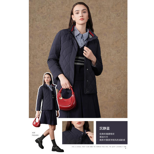 乔万尼短款收腰羽绒服简约高领保暖白鸭绒EI4T675 商品图2