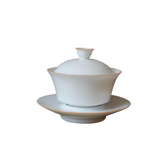 茶香记 甜白釉三才小马蹄盖碗70ml德化陶瓷泡茶碗趁手功夫茶具 商品图4