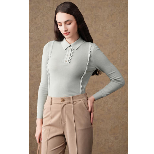 【两色可选】乔万尼冬新款羊绒打底衫纯色气质修身减龄设计款EI4M638 商品图1