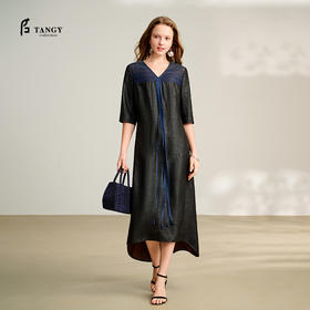 TANGY Collection/2025天意精品春季新品中国风女士莨绸连衣裙