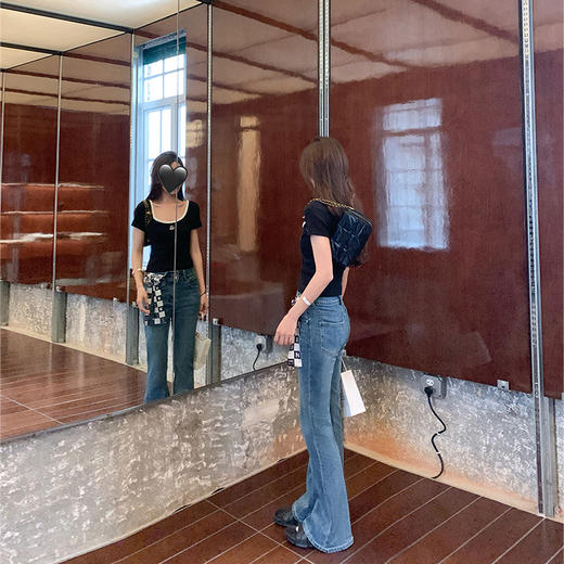 <曾小咸推荐>腰头双扣牛仔微喇裤 日常199.99/件 立减100 秒杀99.99/件！！ 商品图3