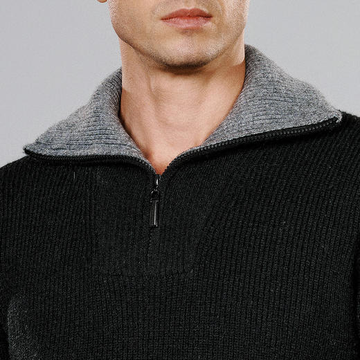 【加厚大翻领】罗蒙男士秋冬半拉链针织衫男高领毛衣外套男士针织开衫外套男 商品图4