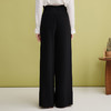 EITIE爱特爱时尚高腰拖地阔腿高级感显瘦黑色阔腿裤2025春季新款A2505501 商品缩略图4