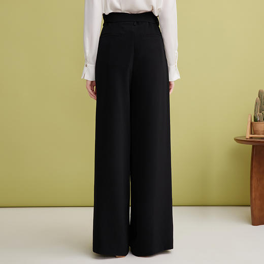 EITIE爱特爱时尚高腰拖地阔腿高级感显瘦黑色阔腿裤2025春季新款A2505501 商品图4