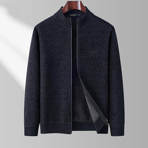 【加绒加厚】罗蒙男士冬季仿羊绒夹克男士外套加绒外套男毛衣外套 商品图3