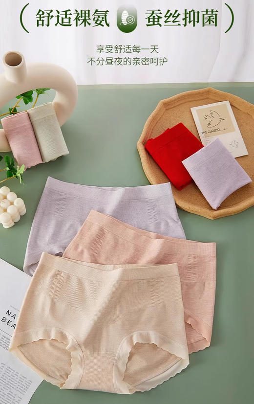 抗菌底档桑蚕丝蛋白无缝內裤UA52074 商品图0