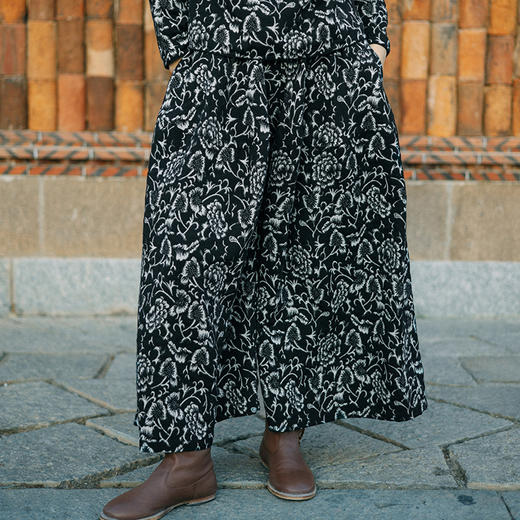 绽放003-004朵/提花复合双层棉新中式斜襟长袖衬衫宽松阔腿裤套装 商品图3