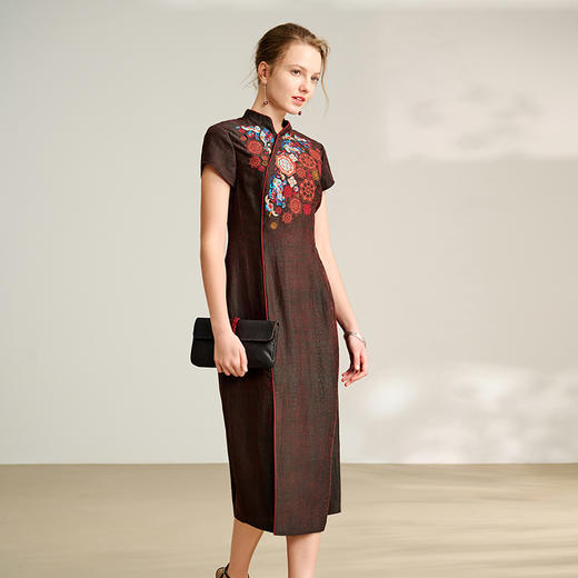 TANGY Collection/2025天意精品春季新品中国风女士莨绸连衣裙L251803 商品图1