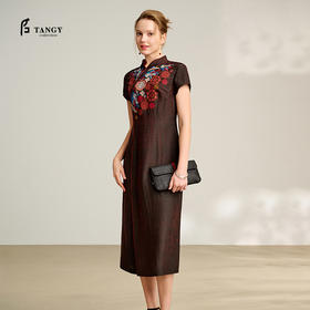 TANGY Collection/2025天意精品春季新品中国风女士莨绸连衣裙L251803