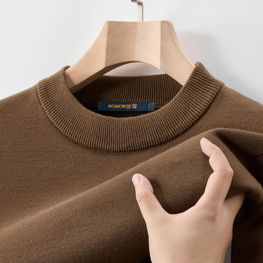 【加绒加厚】罗蒙男士冬季仿丝光棉加绒毛衣保暖百搭休闲针织衫男 商品图7