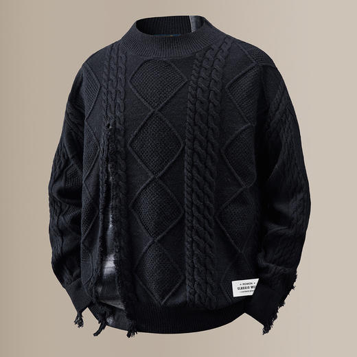 【时尚拼接】罗蒙假两件男针织衫男士毛衣舒适毛衣男百搭男士针织衫 商品图1