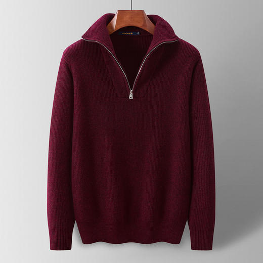 【拉链大翻领】罗蒙男士羊毛衫100羊毛加厚毛衣百搭休闲男士毛衣 商品图1