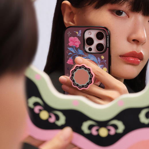 【灵蛇之珠】多宝花镜 POPGRIP泡泡骚手机粘贴式气囊支架 Popout异形系列 粉绿 波浪镜 波纹 国风 商品图2