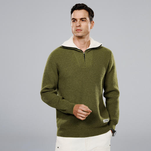 【加厚大翻领】罗蒙男士秋冬半拉链针织衫男高领毛衣外套男士针织开衫外套男 商品图1