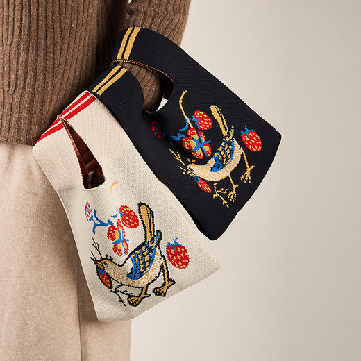 V&A博物馆 威廉莫里斯系列针织包手拎包 米色 蓝色 商品图1