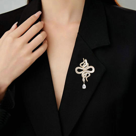 蛇形胸花高档轻奢配饰，本命年生肖贝母灵蛇胸针LY-023 商品图2