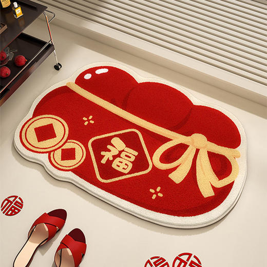 【新年好物！仿羊绒吸水浴室垫】新年喜庆仿羊绒地毯 耐脏易打理 浴室地垫吸水防滑 淋浴地垫 表面轻弹柔软 美观度与功能性相得益彰-QQ 商品图0