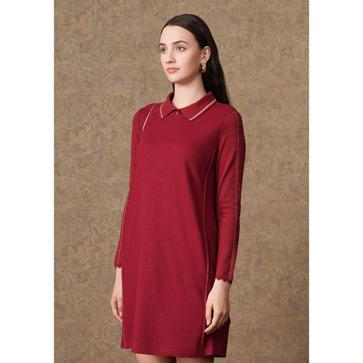 乔万尼冬季绵羊毛针织设计感时尚百搭减龄中长连衣裙ES4E349 商品图1