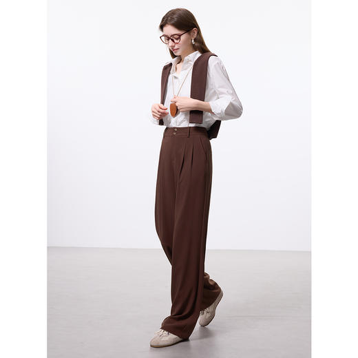 三彩2025春季新款高腰通勤长裤拖地直筒裤凉感宽松垂感防晒M 商品图1