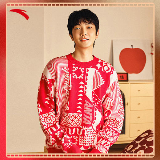 安踏好事发生丨新年款套头毛衣男士冬季保暖圆领编织衫152518704 商品图0