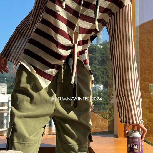 顺丰包邮15944洛诗琳法式露背绑带正反两穿条纹针织上衣734 商品图2