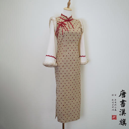 【松风听韵】节日旗袍新年蝴蝶结装饰绒边保暖冬日穿搭/红色斗篷 商品图6