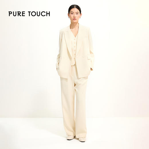 Pure Touch | 优雅女神范！直身大阔肩米白色西服1312251006 商品图1