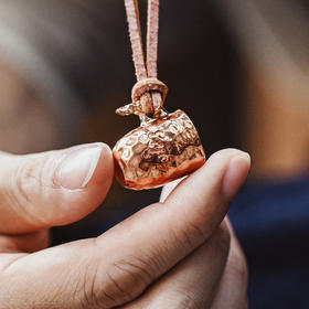 马登工装美式复古锤纹红铜刻印杯吊坠项链配饰小众装饰品挂件男女