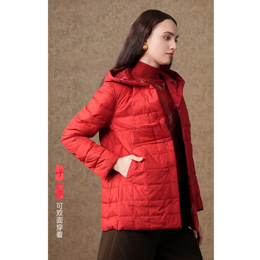 乔万尼新品羽绒服重磅刺绣设计双面穿连帽EI4T612 商品图2