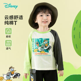 迪士尼春秋男童长袖T恤纯棉卡通打底上衣居家空调服长袖T恤ZD1ES020